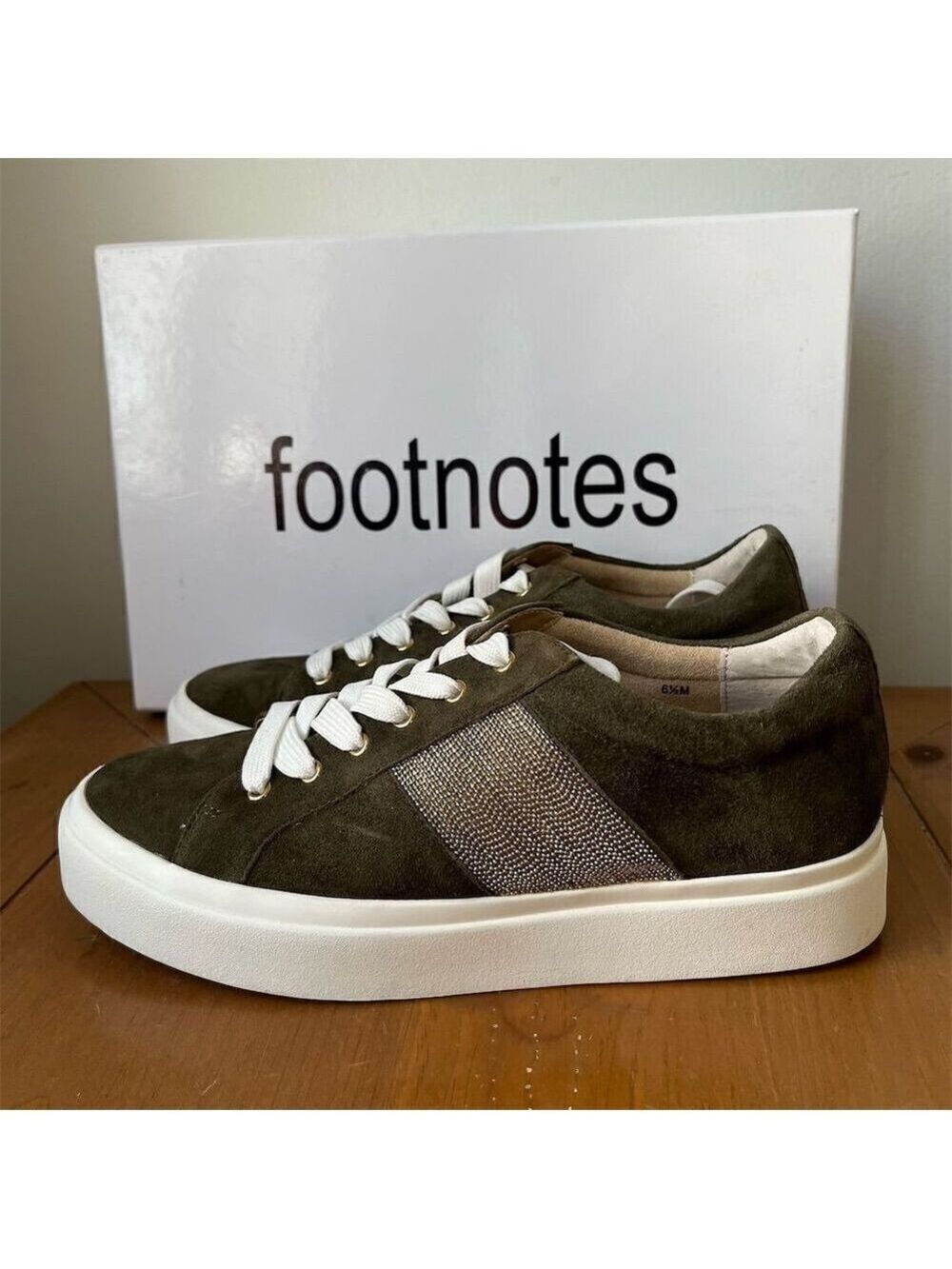 Footnotes Women's Yam Suede Olive Green Platform Sneakers Casual Lace-Up 6.5